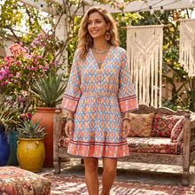 Load image into Gallery viewer, Geometry Print ,Bohemian Mini Dress,Boho Dress