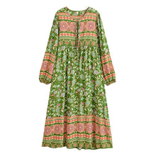 Load image into Gallery viewer, Sun Floral Print, Bohemian Maxi Dress, Boho Dress Robe