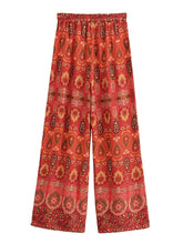 Load image into Gallery viewer, Red Floral Print ,Bohemian Pant , Rayon Boho Pants