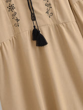 Load image into Gallery viewer, Retro Floral Emberoidered, Linen Cotton Vacation, Boho Maxi Dress