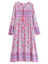 Load image into Gallery viewer, Pink Floral Print ,Beach Bohemian Maxi Dresses ,Boho Dress
