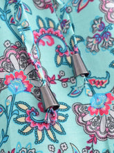 Load image into Gallery viewer, Blue Floral Print, Bohemian Mini Dress, Beach Boho Dress