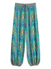 Load image into Gallery viewer, Green Floral Print ,Baggy Pants , Yoga Bloomers