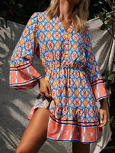 Load image into Gallery viewer, Geometry Print ,Bohemian Mini Dress,Boho Dress