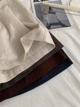 Load image into Gallery viewer, Boho Linen Blend Pleated Shorts Wide Leg Shorts with Pockets