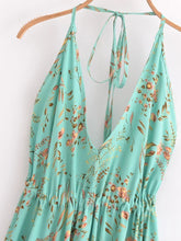 Load image into Gallery viewer, Floral Print ,Backless Sexy Beach Bohemian Dress,, High-Low Boho Dress