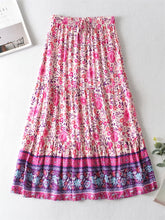 Load image into Gallery viewer, Boho Skirt ,Pink Floral Printed ,Beach Bohemian Maxi Skirts