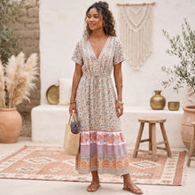 Load image into Gallery viewer, Floral Print Bat Sleeve Beach Bohemian Maxi Dresses Robe