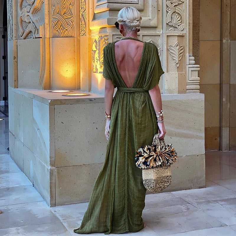 cotton boho maxi dress Boho Off-shoulder Cotton Maxi Dress: Cinnamon Petal Floral Gown - Lucia