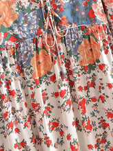 Load image into Gallery viewer, Multi Floral Print, Bohemian Maxi Dress, Boho Dress