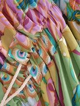 Load image into Gallery viewer, Boho Maxi Dresses, Bohemian Dress, Peacock Floral