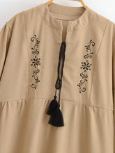 Load image into Gallery viewer, Retro Floral Emberoidered, Linen Cotton Vacation, Boho Maxi Dress