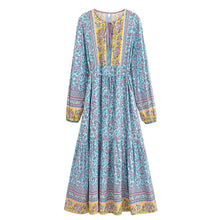 Load image into Gallery viewer, Elegant Lace-up Tassel Wild Floral Print Beach Bohemian Maxi Dress