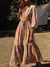 Load image into Gallery viewer, Yellow Floral Print ,Bohemian Maxi Dresses ,Boho Dress