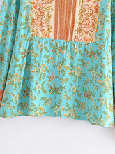 Load image into Gallery viewer, Green Floral Print,Bohemian Blouse ,Boho Shirt
