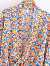 Load image into Gallery viewer, Bohemian Kimono, Boho Bikini Cover-ups,Geometry Floral Print