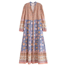 Load image into Gallery viewer, Vintage Floral Print,Beach Bohemian Maxi Dress ,Boho Dresses Robe