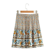 Load image into Gallery viewer, Floral Print Beach ,Bohemian Pleated Skirt,Boho Mini Skirt