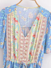 Load image into Gallery viewer, Blue Floral Print,Bohemian Maxi Dress,Boho Dress