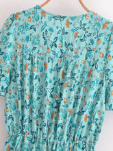 Load image into Gallery viewer, Green Floral Print ,Bohemian Maxi Dresses,Boho Dress