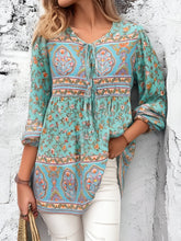 Load image into Gallery viewer, Green Floral Print ,Bohemian Mini Dress,Boho Dress