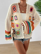 Load image into Gallery viewer, Retro Crochet Rainbow ,Long-sleeved Cardigan ,Handmade Crochet Knitted Cover-ups