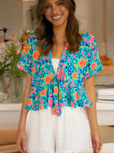 Load image into Gallery viewer, Lace-up Floral,Bohemian Shirt ,Boho Blusas