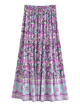 Load image into Gallery viewer, Green Floral Print ,Beach Bohemian Skirt,Boho Skirts