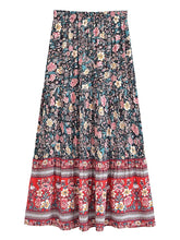 Load image into Gallery viewer, Black Floral Printed,Bohemian Pleated Maxi Skirts