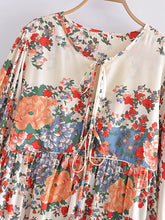 Load image into Gallery viewer, Multi Floral Print, Bohemian Maxi Dress, Boho Dress