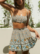 Load image into Gallery viewer, Floral Print Beach ,Bohemian Pleated Skirt,Boho Mini Skirt