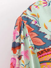 Load image into Gallery viewer, Green Floral Peacock,Bohemian Mini Dress,Boho Dress