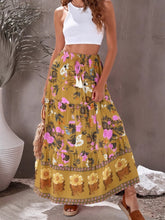 Load image into Gallery viewer, Yellow Floral Print,Bohemian Skirt,Boho Maxi Skirt