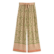 Load image into Gallery viewer, Geometric Floral Print ,Wide Leg Bohemian Pants , Boho Pant Pockets