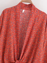 Load image into Gallery viewer, Bohemian Kimono, Boho Bikini Cover-ups,Red Floral