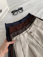 Load image into Gallery viewer, Boho Linen Blend Pleated Shorts Wide Leg Shorts with Pockets