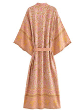 Load image into Gallery viewer, Pink Floral Print,Bohemian Kimono Beach ,Boho Cover-ups