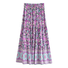 Load image into Gallery viewer, Green Floral Print ,Beach Bohemian Skirt,Boho Skirts