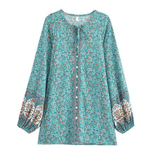 Load image into Gallery viewer, Floral Printed Boho Blouse Shirts Bohemian Blusas Tops