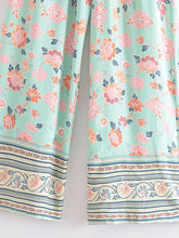 Load image into Gallery viewer, Green Floral Print ,Bohemian Pant , Rayon Boho Pants