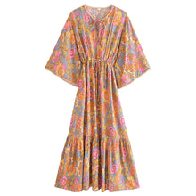 Load image into Gallery viewer, Yellow Floral Print ,Bohemian Maxi Dresses ,Boho Dress