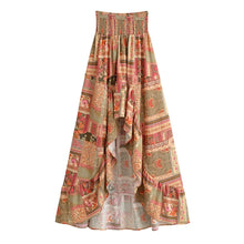Load image into Gallery viewer, Bohemian High Low Maxi Skirt Smocked Elastic Beach Vacation Skirts