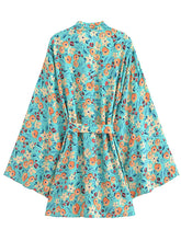 Load image into Gallery viewer, Green Floral Print ,Beach Bohemian Kimono,Boho Bikini Cover-ups