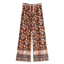 Load image into Gallery viewer, Black Floral Print ,Bohemian Pant , Rayon Boho Pants