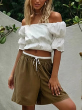 Load image into Gallery viewer, Contrast Color, Linen Cotton Shorts ,Bohemian Sunmmer Short