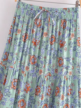 Load image into Gallery viewer, Green Floral Print ,Beach Bohemian Skirt,Boho Skirts