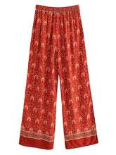 Load image into Gallery viewer, Red Floral Print ,Bohemian Pant , Rayon Boho Pants