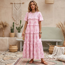 Load image into Gallery viewer, Boho Floral Print Maxi Dress Summer Elegant Ruffle Tiered Dress