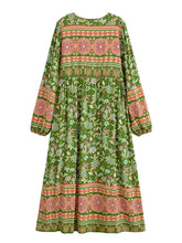 Load image into Gallery viewer, Sun Floral Print, Bohemian Maxi Dress, Boho Dress Robe