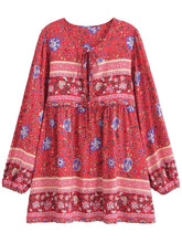 Load image into Gallery viewer, Multi Floral Print ,Bohemian Mini Dress,Boho Dress
